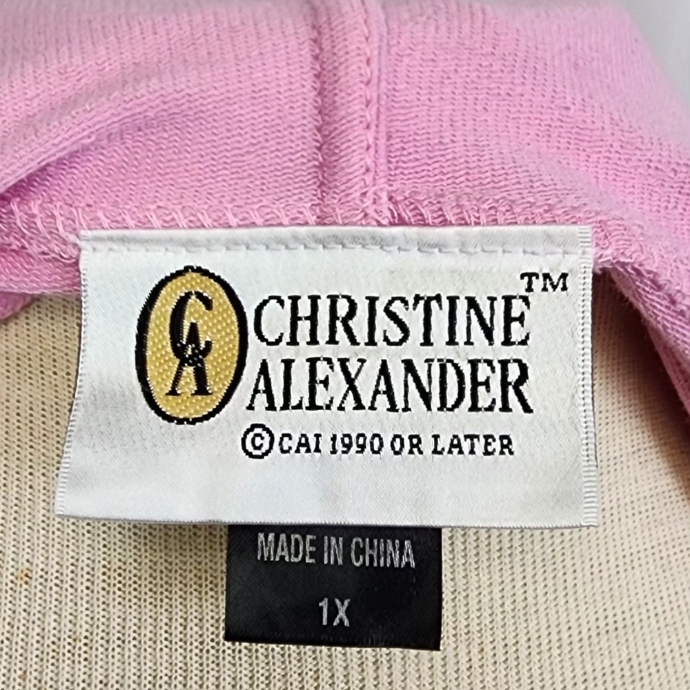 Women's Christine Alexander Pastel Pink Zip Up Hoodie w/ Bling Size 1X - Picture 5 of 5
